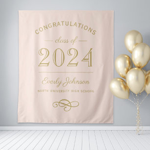 2022 Elegant Blush and Gold Custom Graduation Tapestry