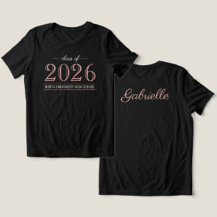 2022 Elegant Rose Gold Black Custom Graduation Tri-Blend Shirt
