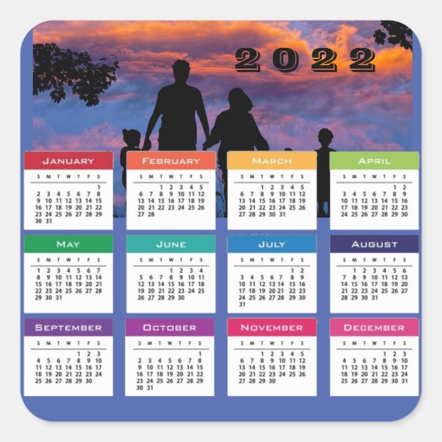 2022 Family Calendar  Square Sticker (Front)