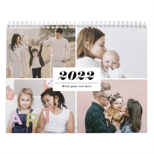 2022 Family Photo Collage Modern Simple Elegant Calendar (Cover)