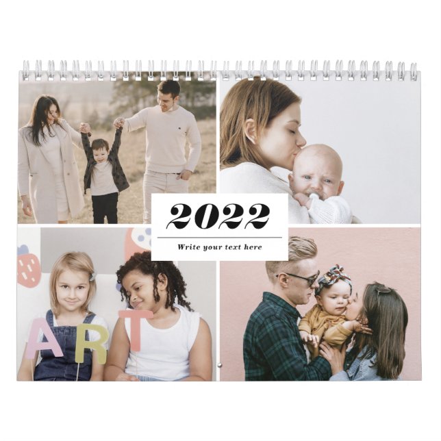 2022 Family Photo Collage Modern Simple Elegant Calendar (Cover)