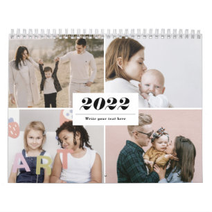 2022 Family Photo Collage Modern Simple Elegant Calendar