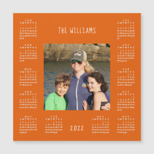 2022 Family Photo Orange Magnetic Calendar