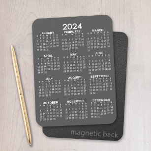 2022 Full Year View Calendar - Basic Grey Minimal Magnet