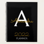 2022 Gold Black Monogram Elegant Planner<br><div class="desc">2022 Gold Black Monogram Name and Initial Spiral Notebook Planner. This makes the perfect sweet 16 birthday,  wedding,  bridal shower,  anniversary,  baby shower or bachelorette party gift for someone that loves glam luxury and chic styles.</div>