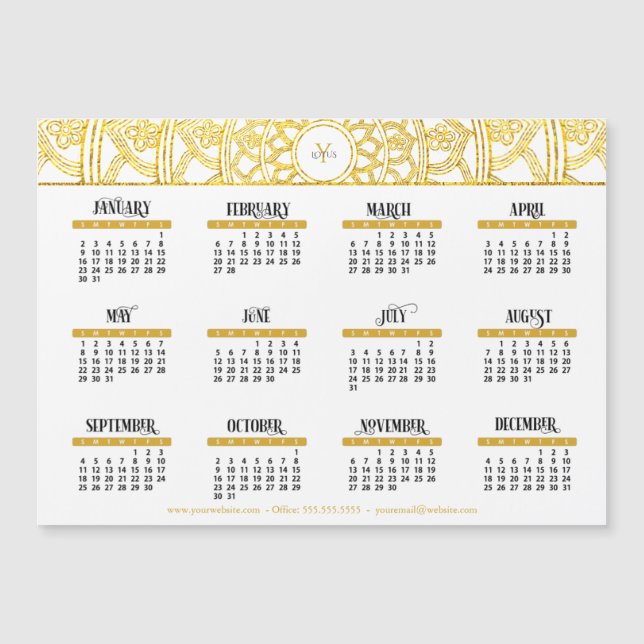 2022  Gold Lotus Monogram Business Calendar  (Front)