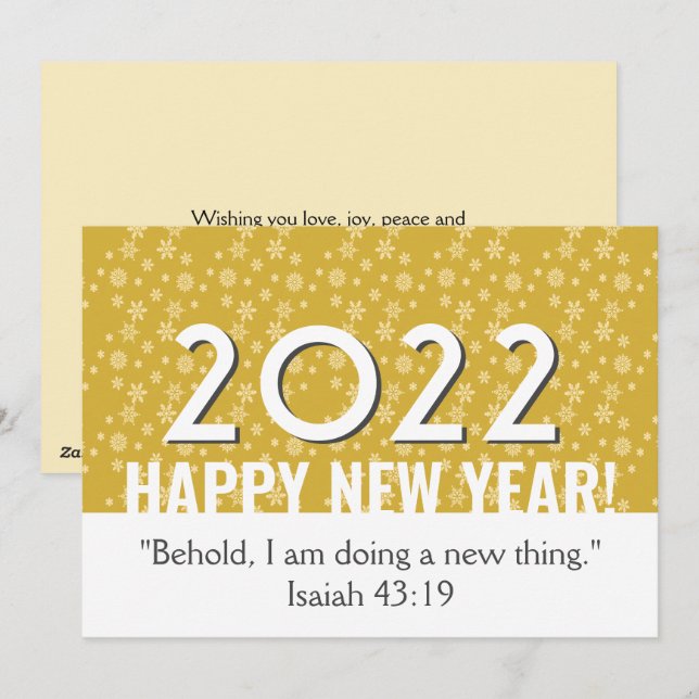 2022 | Gold Snowflakes | Christian | NEW YEAR Holiday Card (Front/Back)