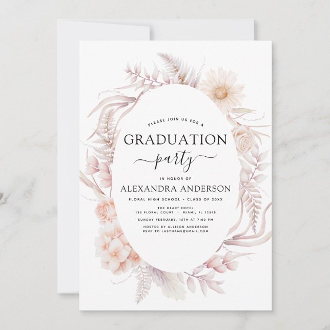 2022 Graduation Boho Chic Dusty Pink Desert Invita Invitation (Front)