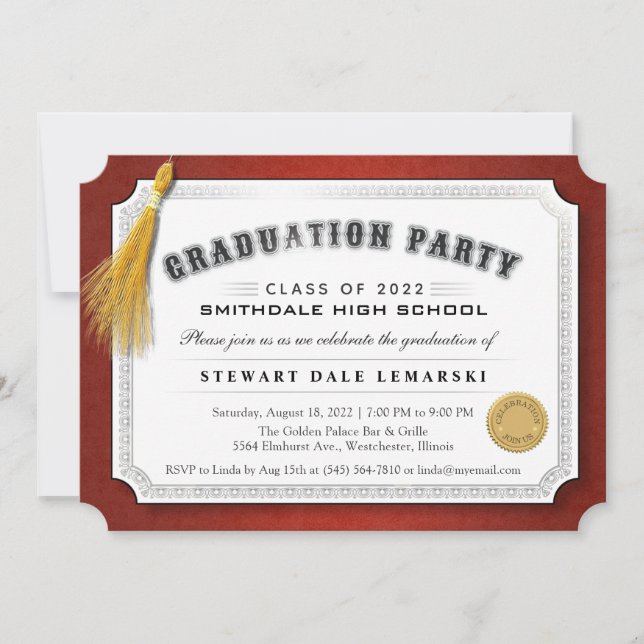 2022 Graduation Diploma Maroon & Gold Invite (Front)