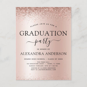 2022 Graduation Party Glitter Rose Gold Blush Pink Postcard