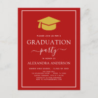 2022 Graduation Party Red Gold Colour Option Invit