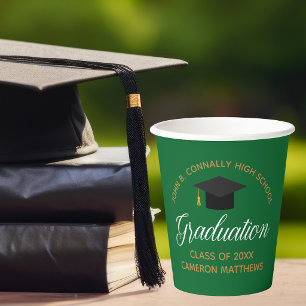 2022 Green Gold Graduation Custom School Party Paper Cups