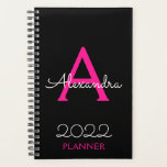 2022 Hot Pink Black Monogram Elegant Planner<br><div class="desc">2022 Hot Pink and Black Monogram Name and Initial Spiral Notebook Planner. This makes the perfect sweet 16 birthday,  wedding,  bridal shower,  anniversary,  baby shower or bachelorette party gift for someone that loves glam luxury and chic styles.</div>
