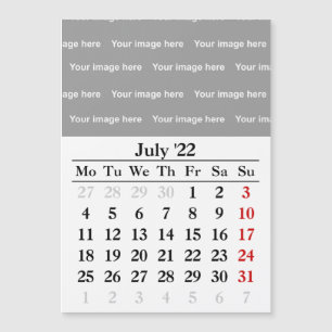 2022 July calendar Magnetic card
