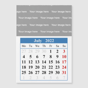 2022 July calendar Magnetic card