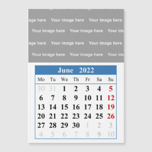 2022 June calendar Magnetic card