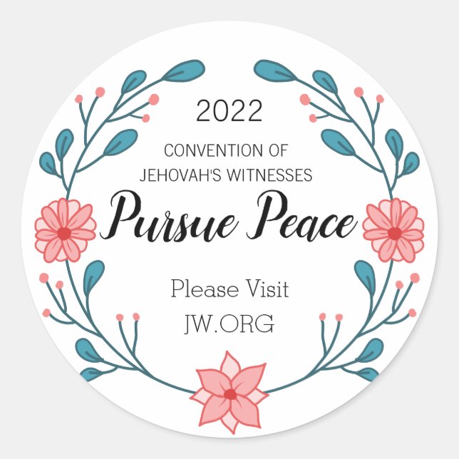  2022 JW Ministry Supply Pursue Peace Convention  Classic Round Sticker (Front)