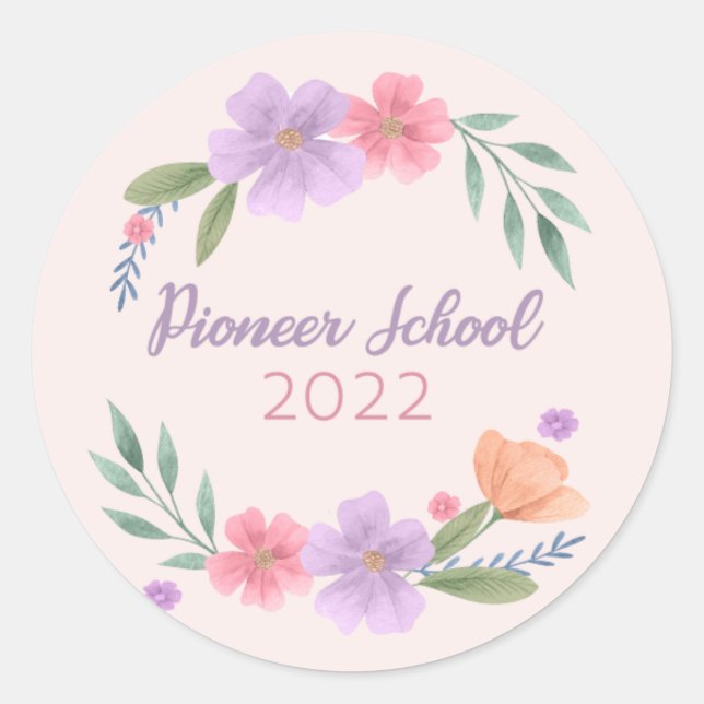 2022 JW Pioneer School - pastel pink and purple Classic Round Sticker (Front)