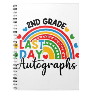 2022 Last Day Autograph School 2nd Grade Rainbow G Notebook