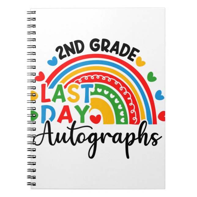 2022 Last Day Autograph School 2nd Grade Rainbow G Notebook (Front)