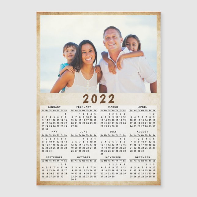 2022 Magnetic Photo Calendar Vintage Beige (Front)