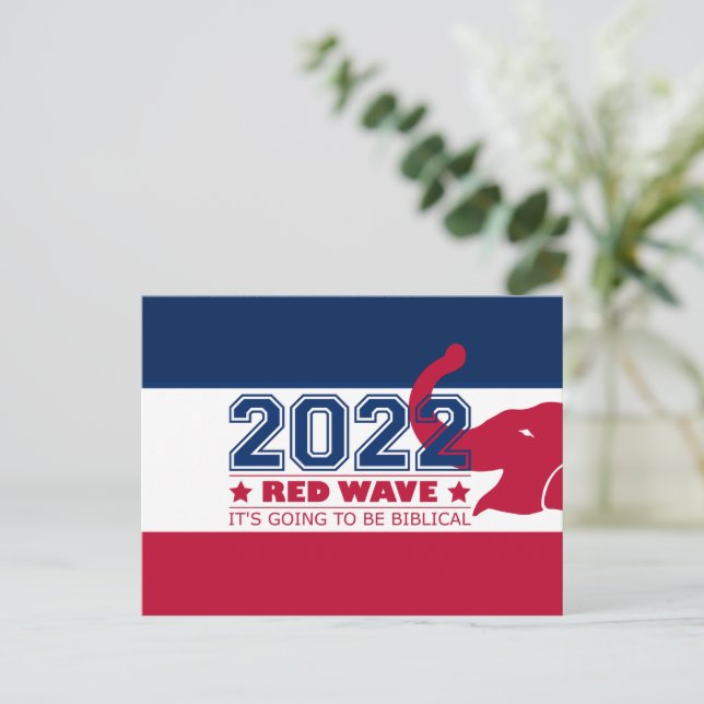 2022 Midterm Elections Red Wave Red Elephant USA Postcard (Standing Front)