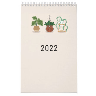 2022 Minimal Design Calendar With Houseplants
