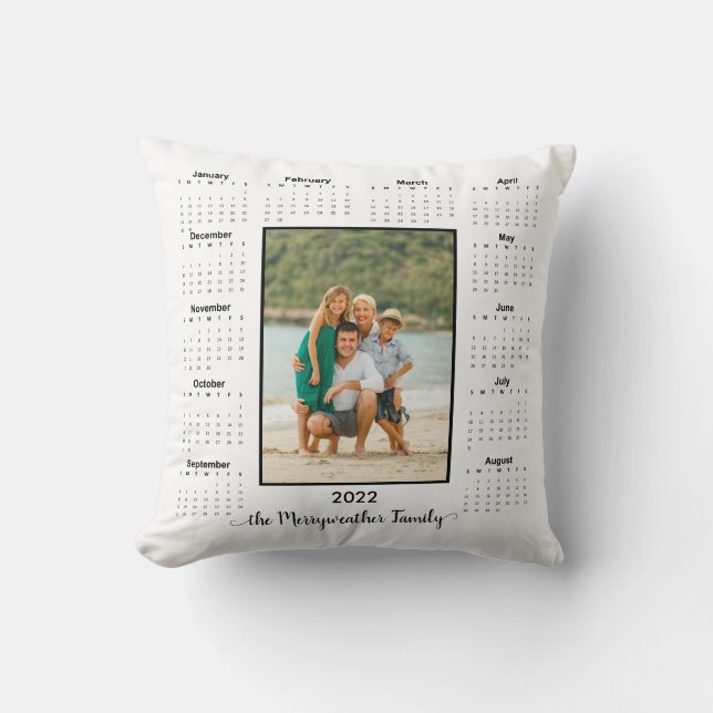 2022 Modern Personalised 2 Photo Calendar Cushion (Front)