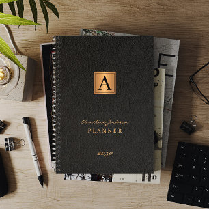 2022 Monogrammed elegant gold black modern Planner