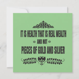 2022  motivation quote - health is the new wealth  card