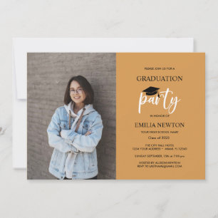  2022 Mustard black Photo Graduation Party   Invitation