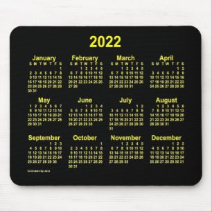2022 Neon Yellow Calendar by Janz Mouse Pad