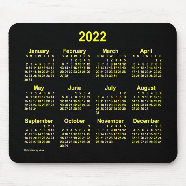 2022 Neon Yellow Calendar by Janz Mouse Pad (Front)
