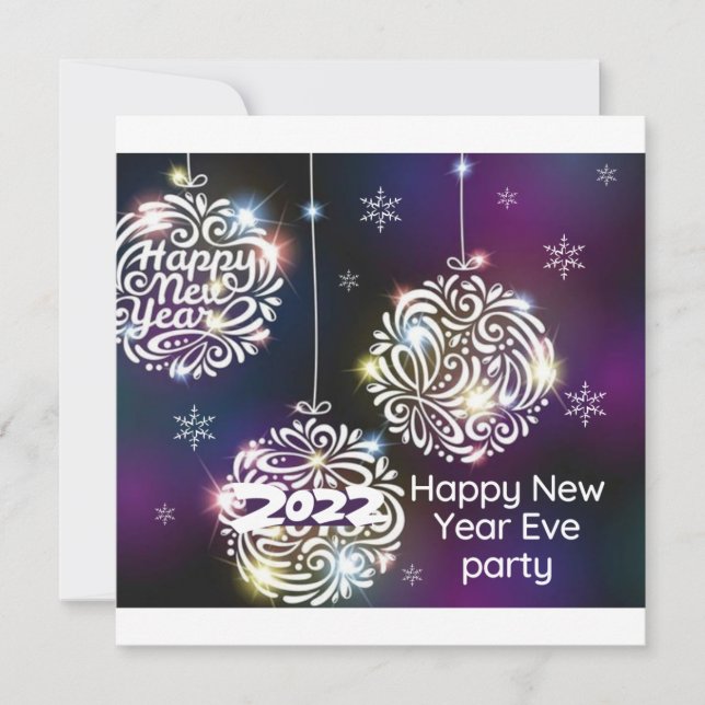 2022 New Year's Eve Party Silver Disco Ball Invitation (Front)