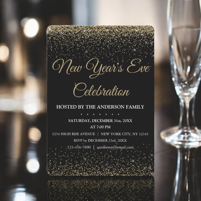 2022 New Year's Eve Party Sparkle Glitter Invitation (Creator Uploaded)