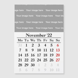 2022 November calendar Magnetic card