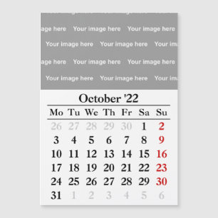 2022 October calendar Magnetic card