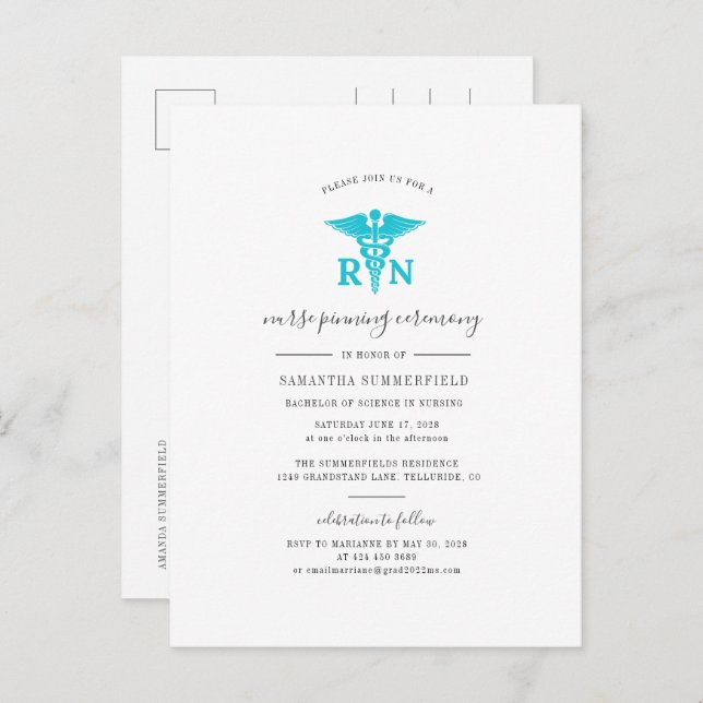 2022 Photo Nurse Graduation Pinning Ceremony Invitation Postcard (Front/Back)