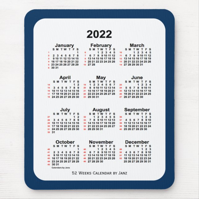 2022 Police Box Blue 52 Week Calendar by Janz Mouse Pad (Front)