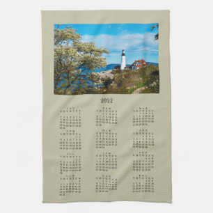 2022 Portland Head Maine Lighthouse Calendar Tea Towel