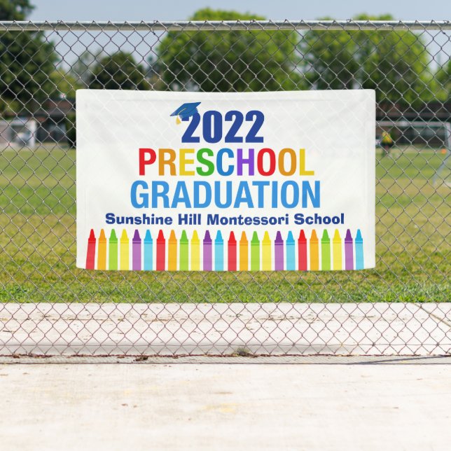 2022 Preschool Graduation Custom Crayon School Banner (Insitu)
