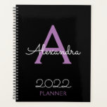 2022 Purple Black Monogram Elegant Planner<br><div class="desc">2022 Purple and Black Monogram Name and Initial Spiral Notebook Planner. This makes the perfect sweet 16 birthday,  wedding,  bridal shower,  anniversary,  baby shower or bachelorette party gift for someone that loves glam luxury and chic styles.</div>