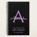 2022 Purple Black Monogram Elegant Planner<br><div class="desc">2022 Purple and Black Monogram Name and Initial Spiral Notebook Planner. This makes the perfect sweet 16 birthday,  wedding,  bridal shower,  anniversary,  baby shower or bachelorette party gift for someone that loves glam luxury and chic styles.</div>