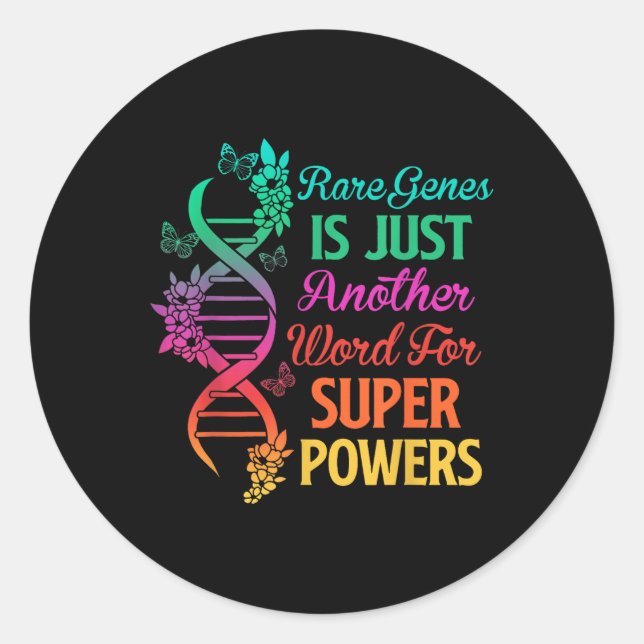 2022 Rare Disease Day Awareness Zebra Ribbon Dna F Classic Round Sticker (Front)