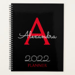 2022 Red Black Monogram Elegant Planner<br><div class="desc">2022 Red and Black Monogram Name and Initial Spiral Notebook Planner. This makes the perfect sweet 16 birthday,  wedding,  bridal shower,  anniversary,  baby shower or bachelorette party gift for someone that loves glam luxury and chic styles.</div>