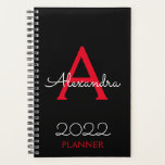 2022 Red Black Monogram Elegant Planner<br><div class="desc">2022 Red and Black Monogram Name and Initial Spiral Notebook Planner. This makes the perfect sweet 16 birthday,  wedding,  bridal shower,  anniversary,  baby shower or bachelorette party gift for someone that loves glam luxury and chic styles.</div>