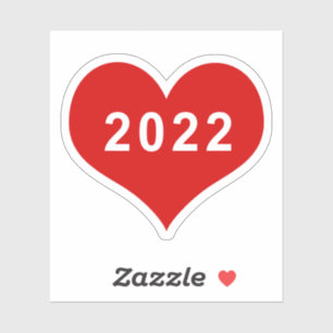 2022 Red Love Heart Vinyl Sticker
