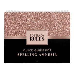 2022 Rose Gold Glitter Black Spelling Amnesia Calendar