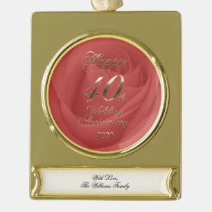 2022 Ruby Wedding 40th Anniversary Gold Plated Ban Banner Ornament