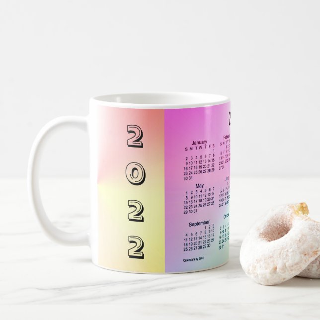 2022 Sangria Shimmer Calendar by Janz Coffee Mug (With Donut)